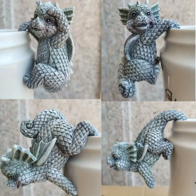 4pcs Miniature Resin Dragon Planter Pot Hangers