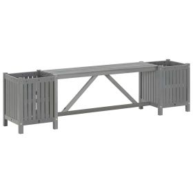 Gray Solid Acacia Wood Patio Bench with 2 Planters 59.1"