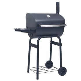 Black Charcoal BBQ Grill Smoker with Bottom Shelf