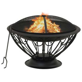 Fire Pit with Poker 29.5" XXL Steel