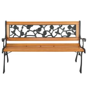 49" Cast Iron & Hardwood Rose Style Garden Bench