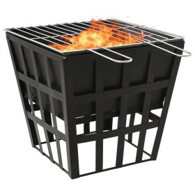 2-in-1 Fire Pit and BBQ Grill 13"x13"x19" Steel