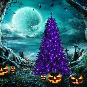 Black Artificial Halloween Tree with Purple LED Lights