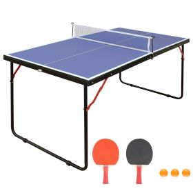 Foldable Ping Pong Table Set with Net & 2 Paddles