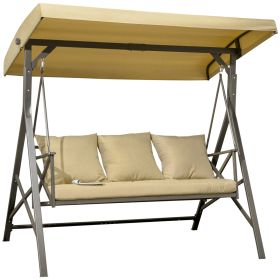 Patio Swing With Cushions, Throw Pillows, & Adjustable Canopy