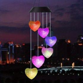 Color Changing LED Solar Lamp Heart Wind Chimes