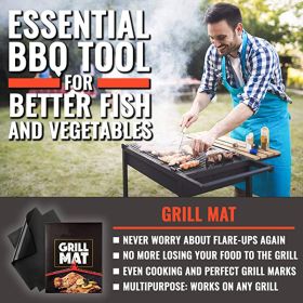 Non-stick BBQ Grill Mat 40x33cm Easy Cleanup