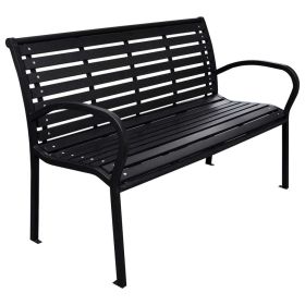 45.7" Black Steel and WPC Patio Bench