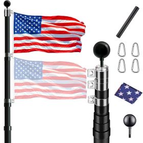 30' Telescopic Flag Pole Kit with 3'x5' US Flag & Ball Topper