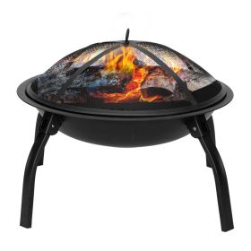 22" Black Iron Fire Pit Bowl