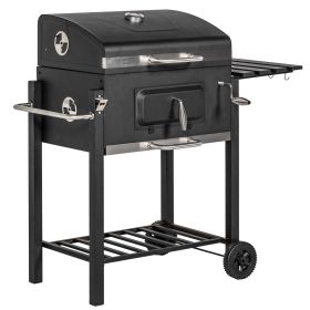 Outsunny Portable Charcoal BBQ Grill with Side Table