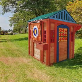 Solid Wood Playhouse with games on every surface 61"x46"x64"