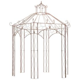 9.8' Iron Garden Pavilion Gazebo Antique Brown