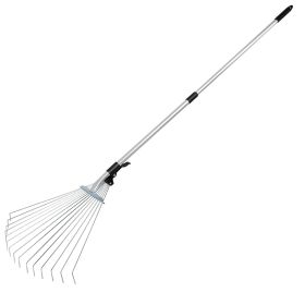 63in Adjustable Stainless Steel Garden Leaf Rake