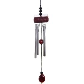 3 Bead & Wood Block Metal Tube Wind Chimes