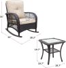 3 Pieces Wicker Rocker Patio Bistro Set with Glass Top Side Top