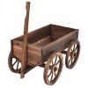 Wooden Wagon With Wheels Planter Box