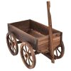 Wooden Wagon With Wheels Planter Box