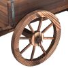 Wooden Wagon With Wheels Planter Box