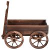 Wooden Wagon With Wheels Planter Box