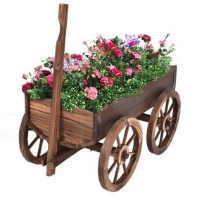 Wooden Wagon With Wheels Planter Box