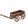 Wooden Wagon With Wheels Planter Box