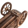 Wooden Wagon With Wheels Planter Box